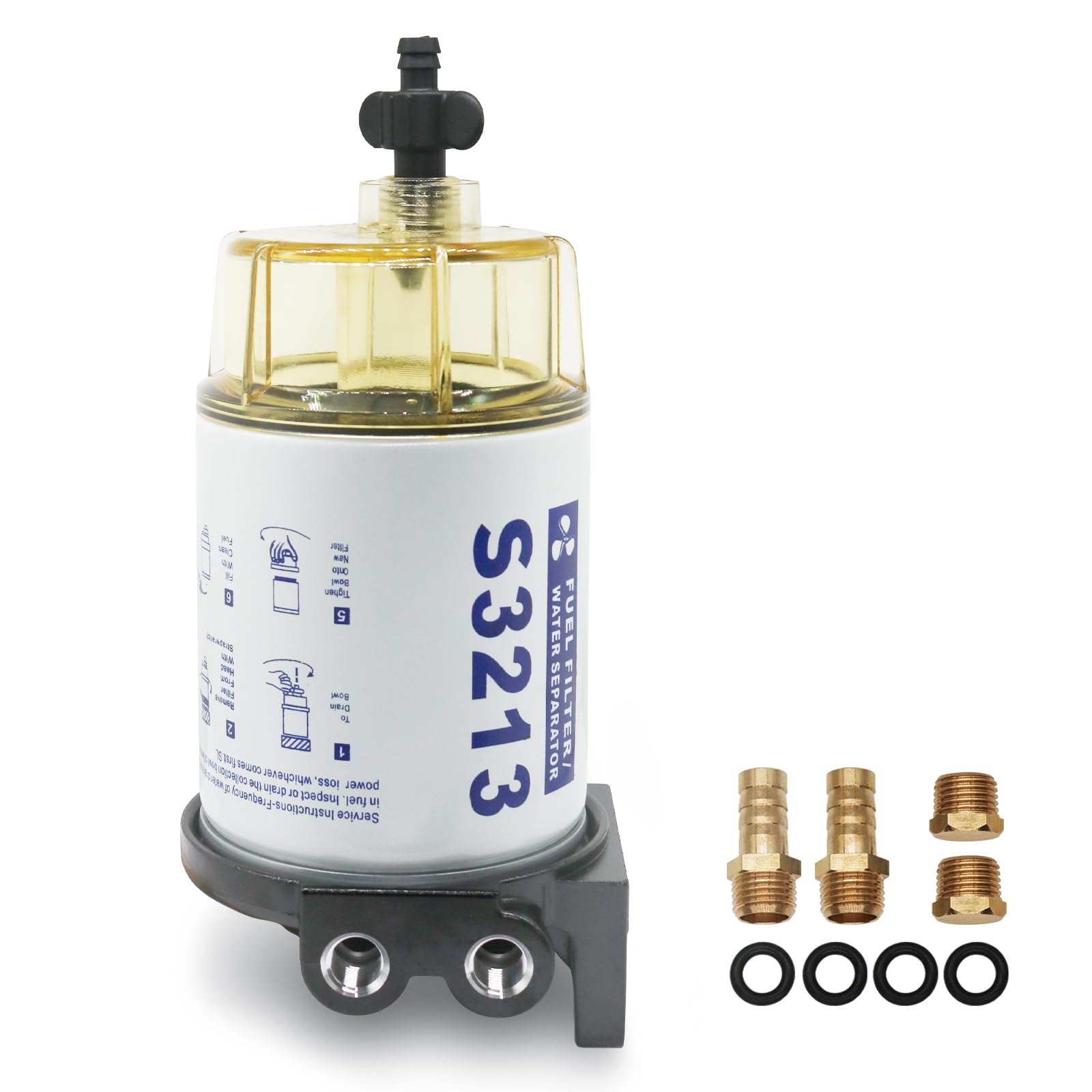 Mua S3213 Fuel Water Separator Filter Assembly Compatible with Marine