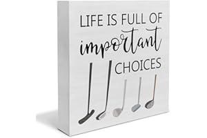 YIDOU Important Choices Golf Wood Box Sign Decor Desk Sign Golf Life Wooden Box Block Sign Golfer Rustic Home Office Shelf Wall Decoration Gift for Him