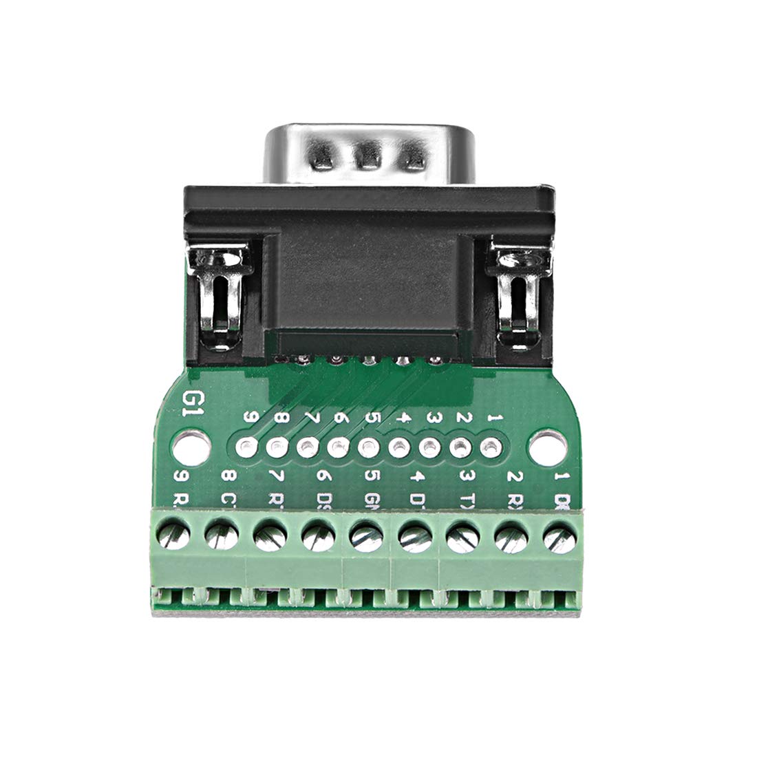 sourcing map D-sub DB9 Breakout Board Connector 9 Pin 2 Row Male RS232 Serial Port Solderless Terminal Block Adapter - Image 4