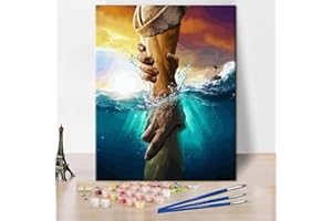 TISHIRON Paint by Numbers Christian Jesus Painting Kits by Number for Adults Kids on Canvas Wall Decor with Paintbrushes Acrylic Pigment for Home Living Room Decor 16 inx20 in