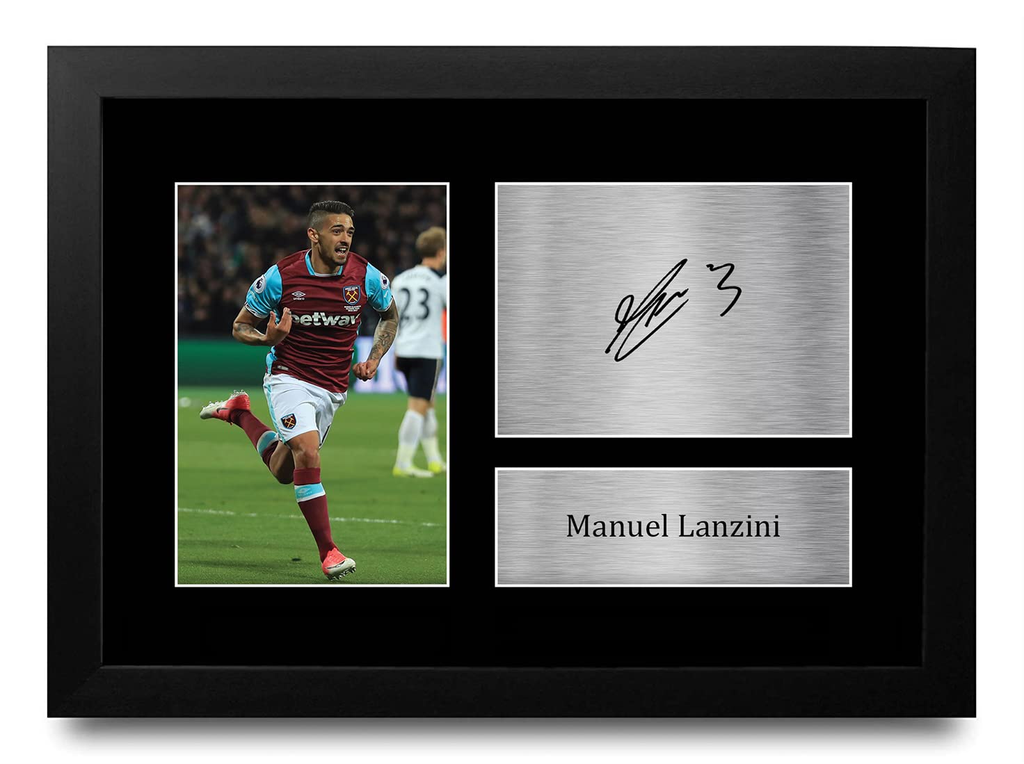 HWC Trading FR A4 Manuel Lanzini West Ham United Gifts Printed Signed Autograph Picture for Football Fans and Supporters - A4 Framed