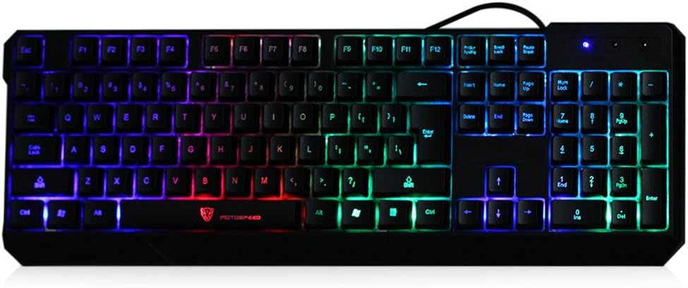 MotoSpeed K70 7-Color Backlight Gaming Keyboard USB Powered for Desktop Laptop