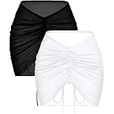AI'MAGE 2 Pieces Women Beach Bathing Suit Cover Ups Skirt Sheer Mesh Bikini Wrap Sarong Coverup for Swimwear S-XXL