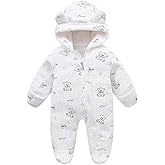 WYTbaby Baby Snowsuit Fleece Hooded Romper Toddler Footed Jumpsuit Onesie Thin Fall Winter Outfits