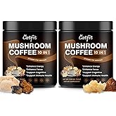 Catfit Instant Mushroom Coffee Powder, 10-in-1 Adaptogen Blend with Lion's Mane, Chaga & Cordyceps for Energy, Focus, Gut Health & Immune Support - 320g, 100 Servings