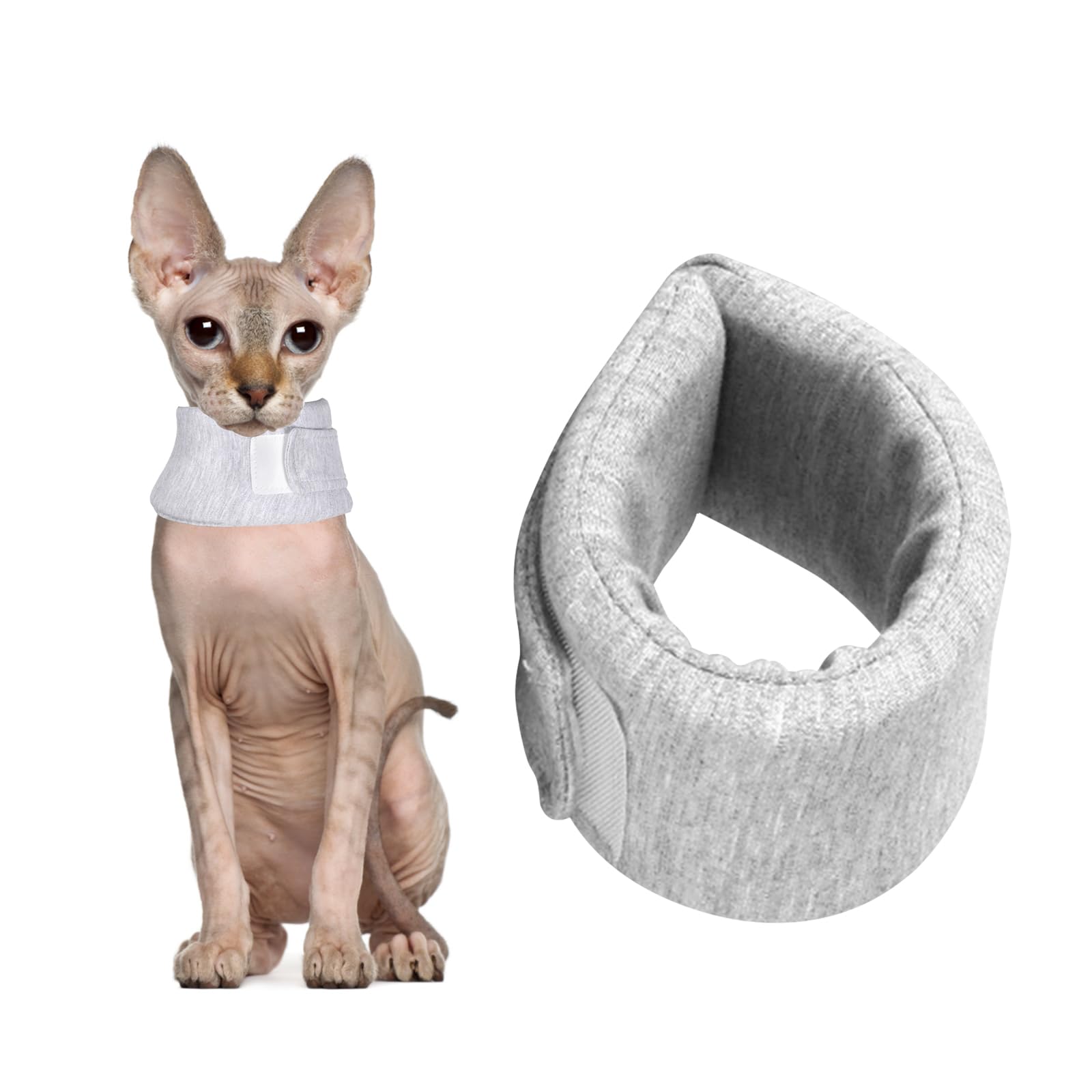 Photo 1 of Cat Neck Brace, Breathable & Adjustable Cone Collar After Surgery Recovery Anti-Scratch Anti-Lick Protection, Cat Cone Collar for Small Medium Dogs Puppies Kittens (Grey, S)