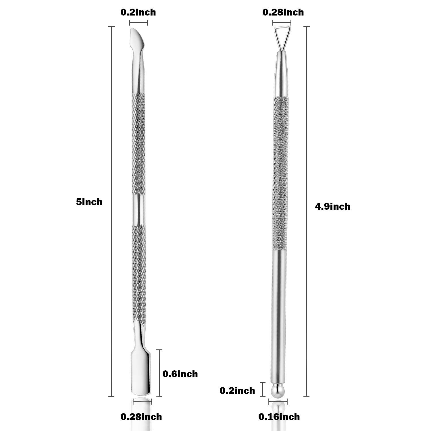 2PCS Cuticle Pusher and Cutter with Storage Case,YINYIN Professional Cuticle Pusher Nail Polish Remover Stainless Steel Manicure Tool Set,Durable Pedicure Manicure Tools for Fingernails Toenails: Beauty