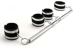 SOVYIME Black Adjustable Spreader Bar Set with 4 Adjustable PU Pink Straps Sports Training Fitness Gear Home Indoor Gyms