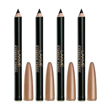 Lakme Eyebrow Pencil, Black, 2g (Pack of 4)