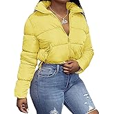 Ebifin Womens Cropped Lightweight Quilted Jackets Full Zipper Warm Coats Winter Stand Collar Drawstring Outerwears