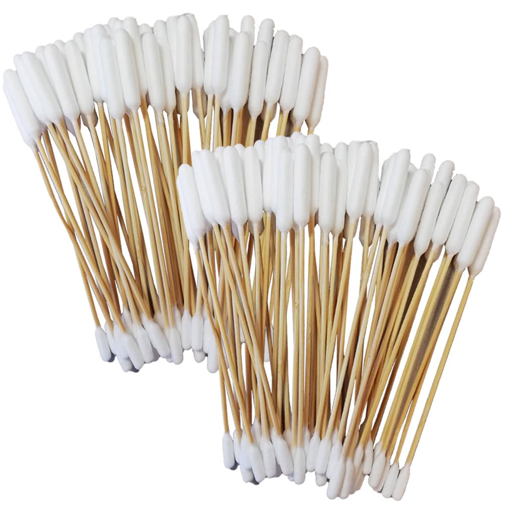 Pirbright Pet Company Extra Large 15cm Pet Dog Cotton Bud Ear Cleaner Long Bamboo Cotton Buds For Cleaning Animals Ears (100 Pack Double End Ear Buds)