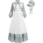 CR ROLECOS Womens Pioneer Dress Floral Prairie Dresses Lace Pilgrim Colonial Costume