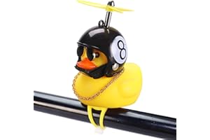 wonuu Rubber Duck Toy Car Ornaments Yellow Duck Car Dashboard Decorations Squeeze Duck Bicycle Horns with Propeller Helmet