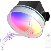BSEED Bathroom Exhaust Fan with Bluetooth Speaker &amp; Light, 230 CFM 1.5 Sone Bathroom Vet Fan, 7-Color RGB &amp; 3CCT Adjustable Light &amp; Nightlight, Music Sync, Easy Install, Remote Control, Round, White