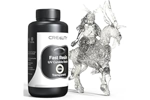 Creality High Clear 3D Printer Resin, 1000g Fast Printing Resin, 405nm UV-Curing Resin, Low Shrinkage, Low Odor and Excellent Fluidity, Resist Yellowing for LCD 3D Printing, Transparent