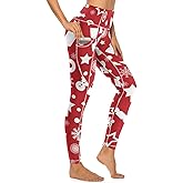 QIVICIMA Womens High Waist Workout Leggings Halloween Christmas Gym Plaid Printed Tummy Control Yoga Pants with Pockets