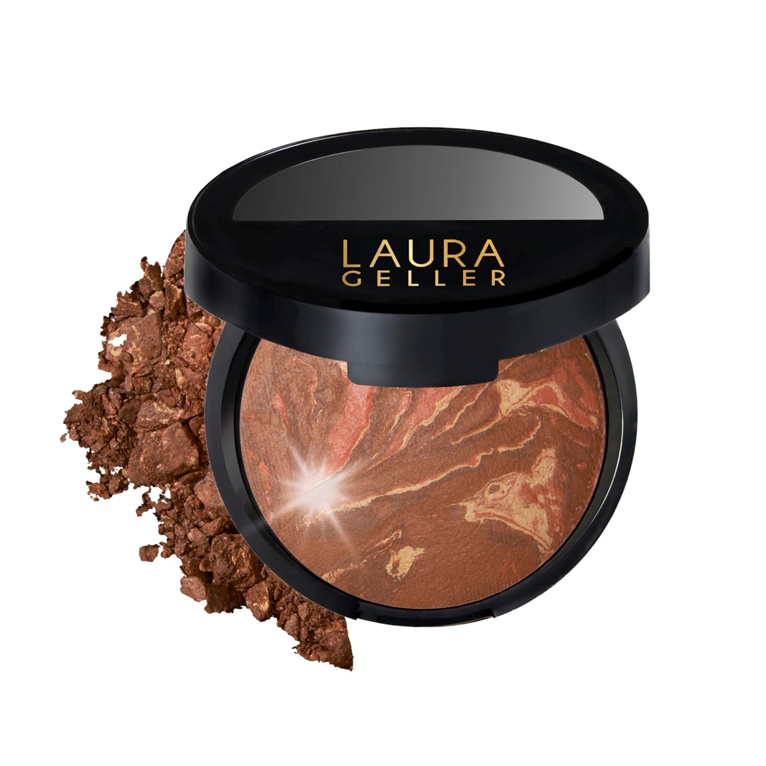 LAURA GELLER Baked Balance-n-Glow Illuminating Powder Foundation (Toffee) Buildable Sheer to Light Coverage Baked Foundation, Satin Finish