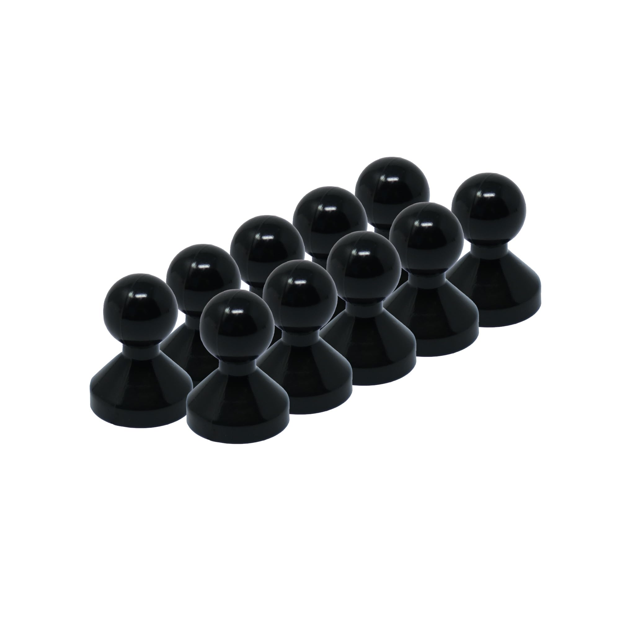 Small Black Acrylic Push Pin Magnet for Fridge, Whiteboard, Noticeboard, Filing Cabinet - 11mm dia x 17mm tall - Pack of 10