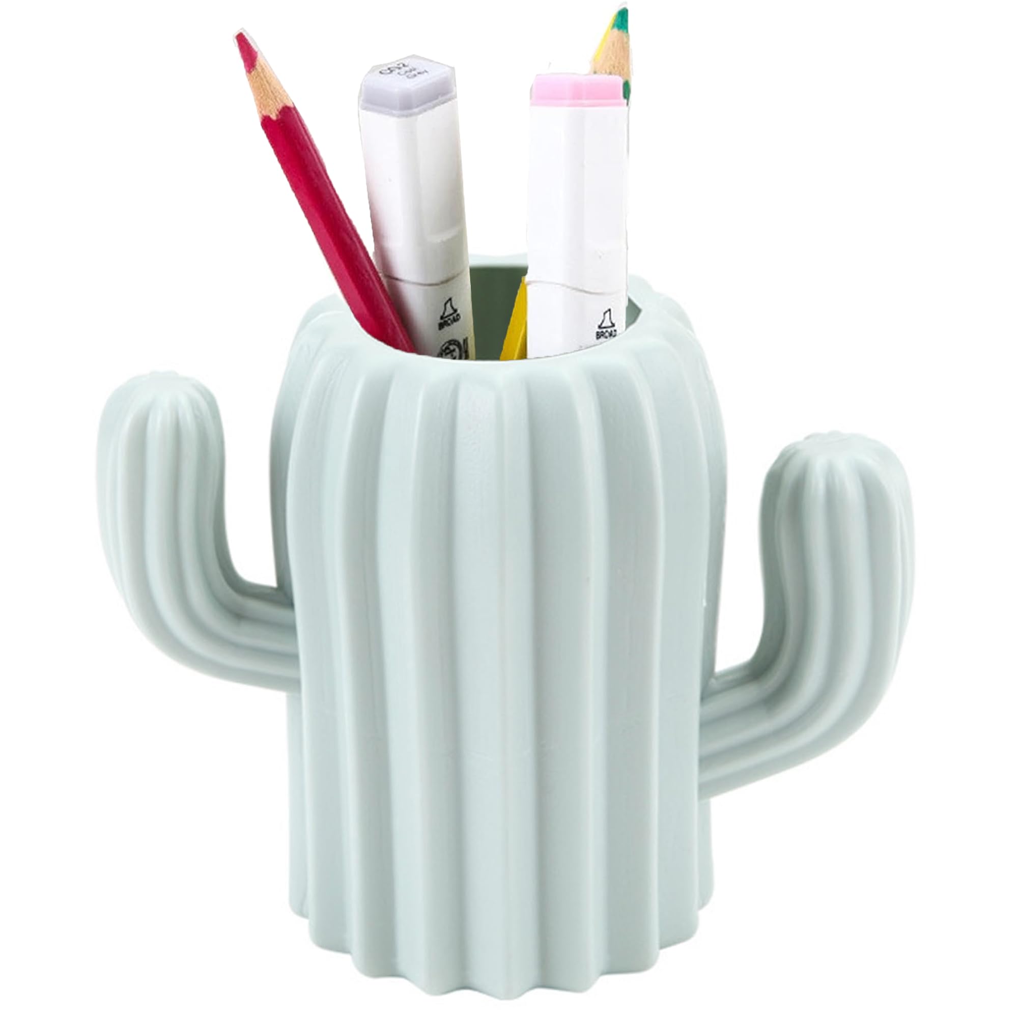 XFLYP Cactus Shape Pen Holder, Desk Organiser, Makeup Brush Holder, Creative Funny Cactus Shape Desk Pen Holder Stand, Office Supplies, Vanity Table (Green)