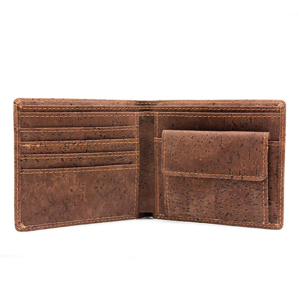 Boshiho Vegan Cork Wallet for Men RFID Blocking Bifold Slim Purse Front Pocket Design with Coin Pocket Card Slots Sustainable Vegetarian Gift (Cork-1) — image 1