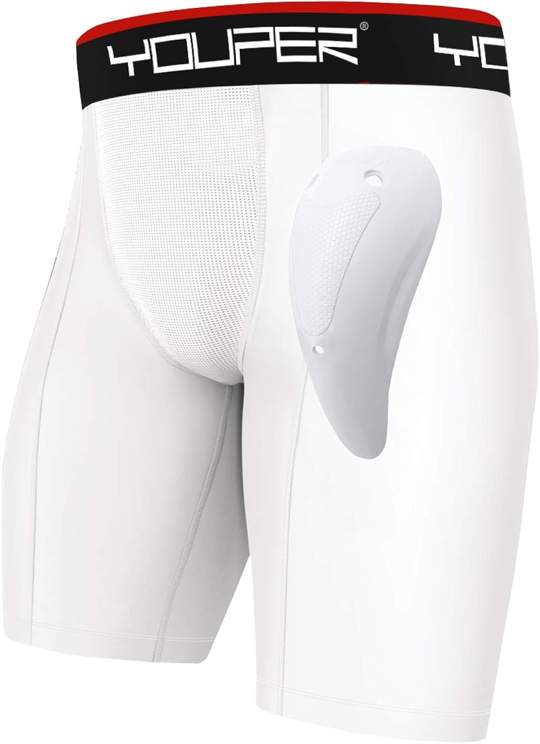 Youper Athletic Supporter, Compression Shorts w/Soft Protective Athletic Cup, Youth & Adult Sizes: Clothing