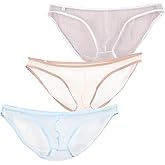YCBENYANG Mens Transparent Mesh Triangle Briefs Underwear See Through Bulge Pouch Sheer Bikini Underpants Panties