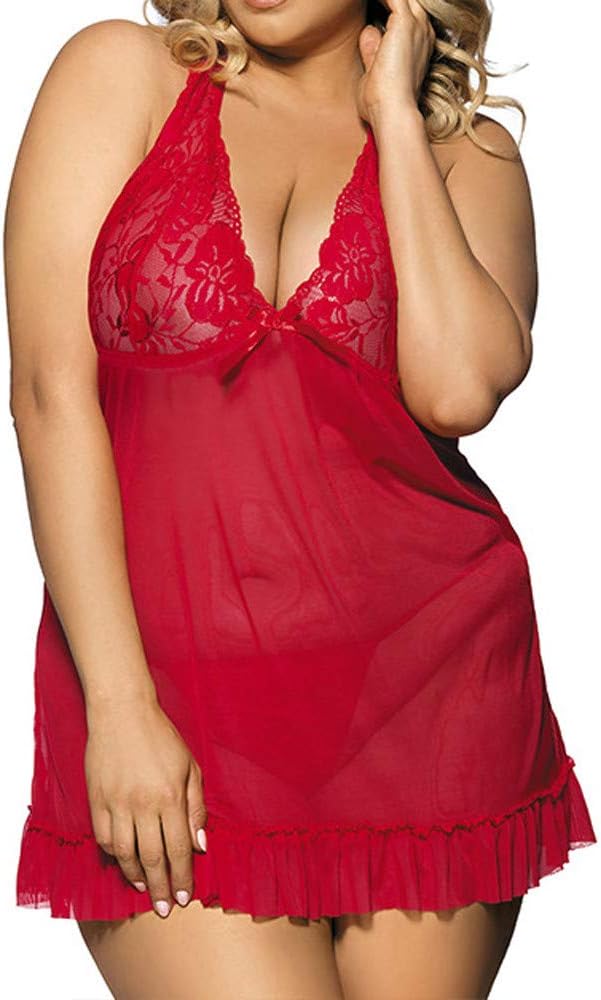 Nacome Lingerie for Women,Women Babydoll Negligee Sexy Lingerie Mesh Plus Size Nightwea Underwear