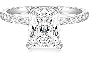 TIGRADE 4CT Engagement Ring for Women Radiant Cut Cubic Zirconia Wedding Band CZ Promise Anniversary Ring Size 3-11