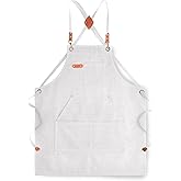 Aoomzoon Canvas Aprons for Men Chef Apron, Work Apron with Large Pockets - 16oz Heavy Duty Cross Back, BBQ, Cooking