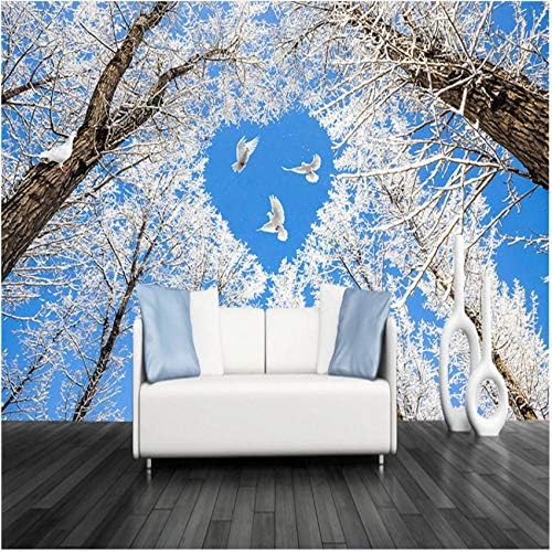 Xbwy 装飾壁画 無料 青空の写真の壁紙3d壁の壁画自然風景森の壁紙リビングルームの寝室の白い木の鳥の家の装飾 280x0cm