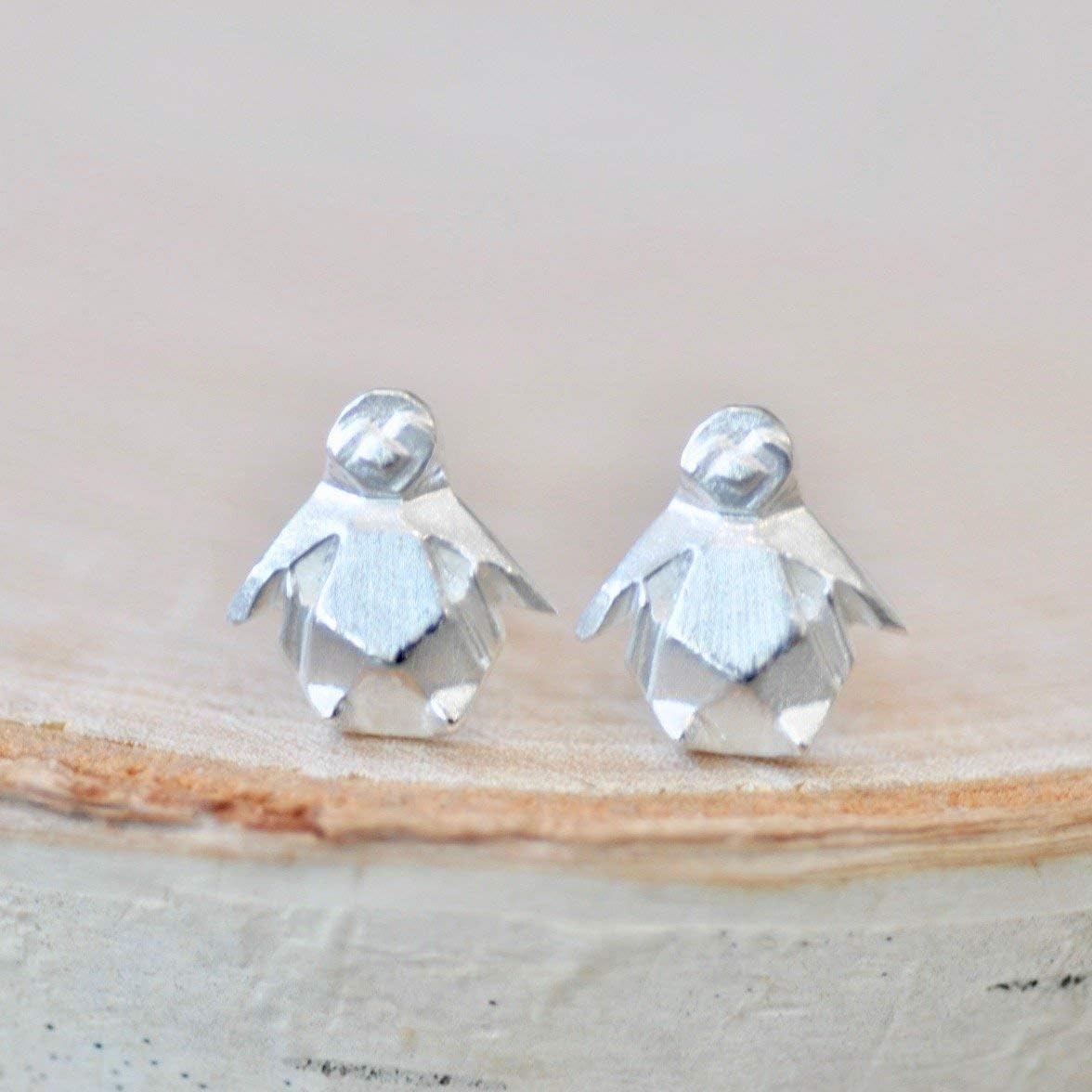 Origami Penguin Earrings in Sterling Silver - Jamber Jewels