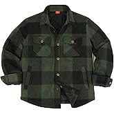 ThCreasa Boys Quilted Lined Winter Fleece Jacket Plaid Snap Button Shacket, Warm Kids Outerwear