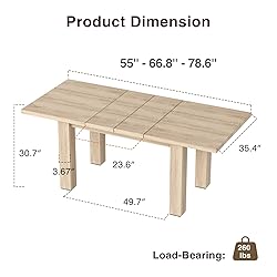 Vabches Extendable Dining Table for 6 8 10, 55'' to