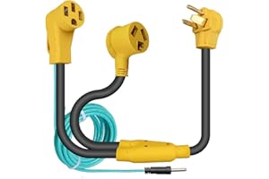 MQLPXI 30A Dryer Y Splitter to RV, for NEMA 10-30P to 14-50R/10-30R, Y Adapter Cord 3 Prong 30A to 4 Prong 50A, with Safety Ground Wire, 3 FT
