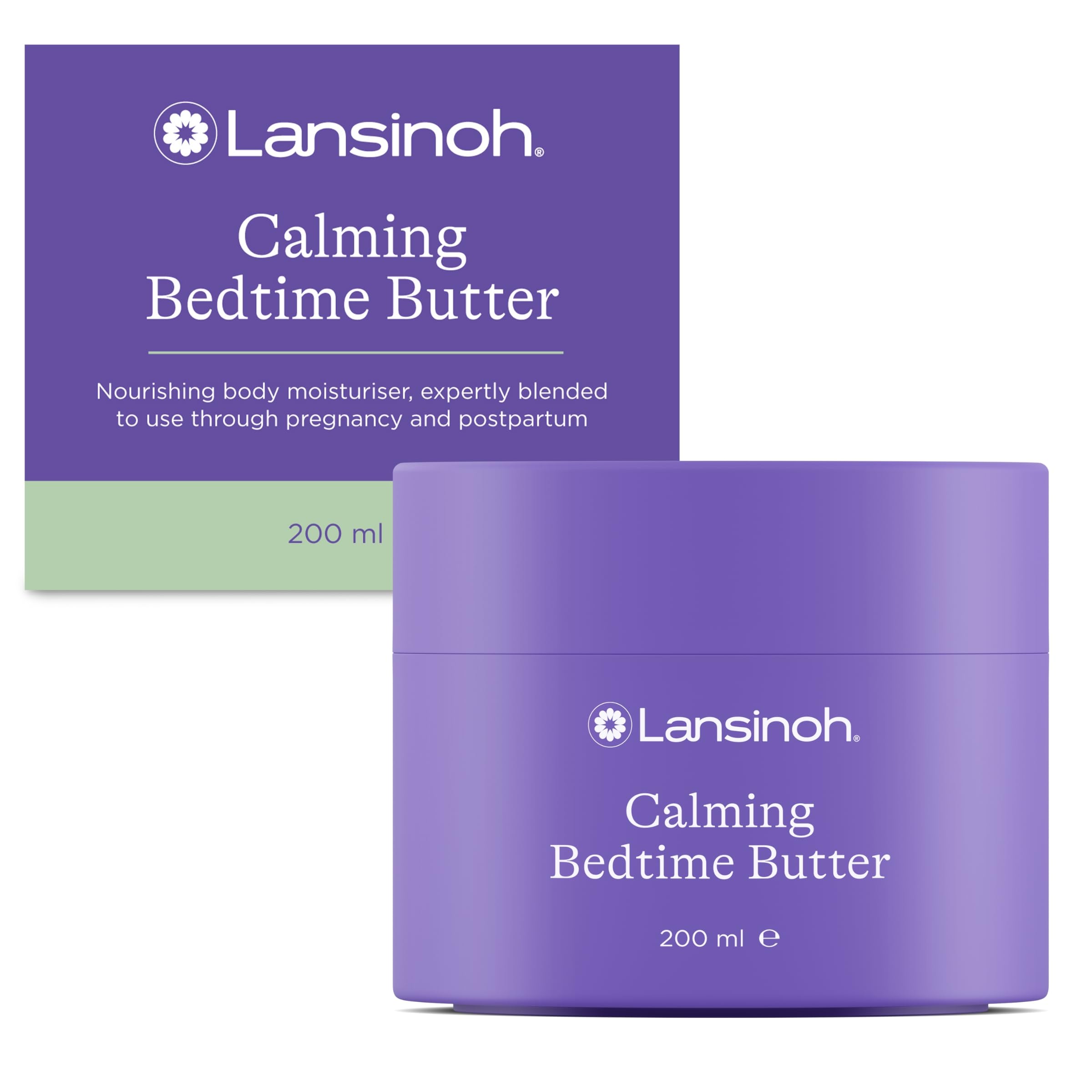 Lansinoh Calming Bedtime Magnesium Butter for Pregnancy & Postpartum - Cocoa & Shea Butter infused with Lavender & Chamomile scents - Hydrating & Absorbs quickly - Restless leg syndrome relief