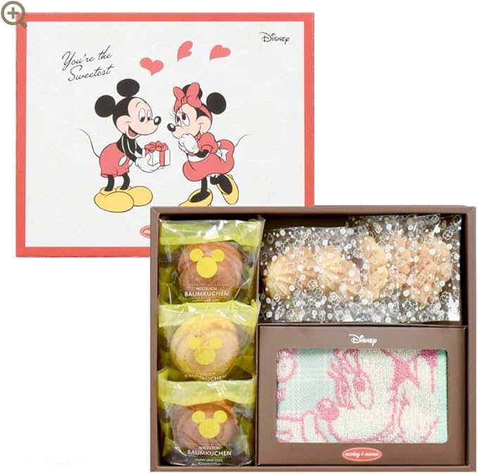 Amazon ディズニー ミッキー ミニー 焼き菓子ギフトl バウムクーヘン クッキー パイ 刺繍入りタオル詰め合わせbox ホワイトデー スイートプラザ ビスケット クッキー 通販