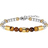 Feifuli Mens Bracelet Trendy beaded bracelets, Stainless Steel Bracelet Chain with Clasp Adjustable,Unique Valentines Birthday Gifts for Dad Mom Boyfriend,Jewelry Presents for Men