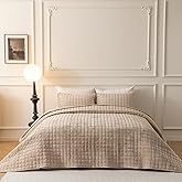 BOV Luxury Velvet Quilt King Size Bedding Set, Velvety Soft Comforter Set Quilted Coverlet Bedspread King Size with Pillow Covers for All Season, Taupe Comforter 106"x96"