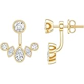 Certified Moissanite Jacket Earrings, D-Vs1 Quality, Silver Moissanite Front Back Earrings - Gift For Special Occasions