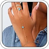 72ore Turquoise Hand Chain Bracelet for Women Dainty Gold Western Bracelets Ring Bracelet Hand Chain Hand Jewelry Gifts