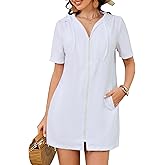 Bsubseach Terry Cloth Cover Up - Women 2026 Zipper Swimsuit Coverup Hooded Swim Robes Beach Coverups with Pockets