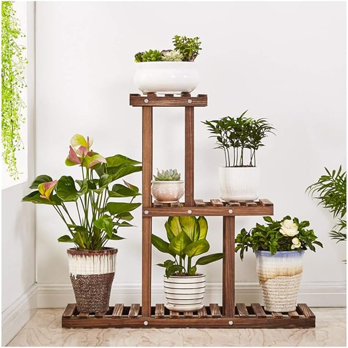 YANL 3 Tier Vertical Wood Plant Stand, Indoor