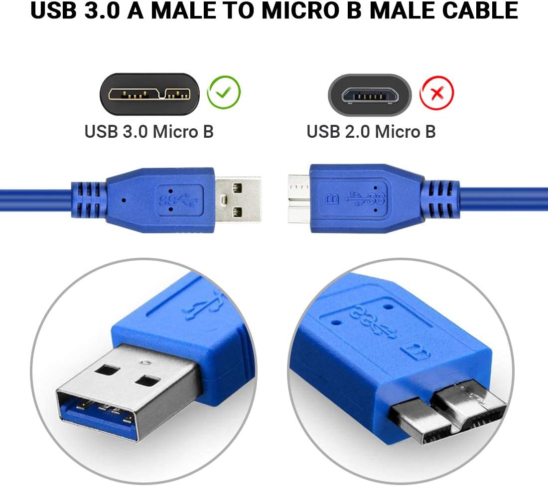 ULTRICS Hard Drive Cable 1M, USB 3.0 Type A to Micro USB B Cable, 5Gbps High Speed Data Transfer Cables - Image 3