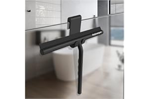 ANJINWIPER Shower Squeegee for Glass Door, 11" Silicone Car Squeegee Household Window Cleaning Squeegee with Non-Slip Handle, All-Purpose Window Squeegee-Black