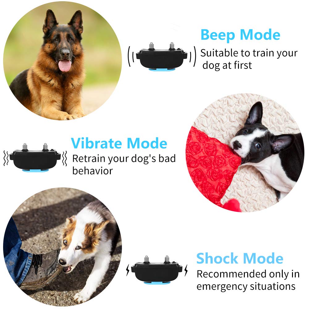 Dog Training e Collar, Shock/Vibrate/Beep Collar for Dog, IPX7 Waterproof Pet Trainer with Remote, Fast Training Effect Bark Collar for Big/Medium/Small Dog, 1000FT Max Remote Range, Long Battery Life