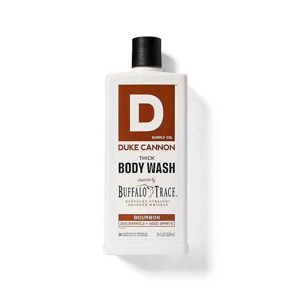 DUKE CANNON SUPPLY CO. THICK HIGH VISCOSITY BODY WASH – 3X THICKER, PLANT-BASED, MINERAL-ENRICHED BODY WASH FOR MEN – BIG AMERICAN BOURBON – MENS BODY SCRUB – BOURBON (18 OZ)