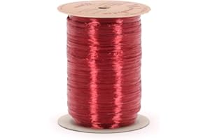 Berwick Offray Burgundy Red Pearlized Raffia Ribbon, 1/4'' Wide, 100 Yards