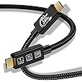 CABLEDECONN USB 4 Extension 2M Super High Speed 80Gbps Thunderbolt 5 Data Cable 240W Quick Charging 16K Ultra HD Video Connection USB Type-C Cable