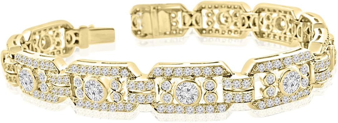 Madina Jewelry 2.50 ct Ladies Round Cut Diamond Tennis Bracelet in 14 kt Yellow Gold