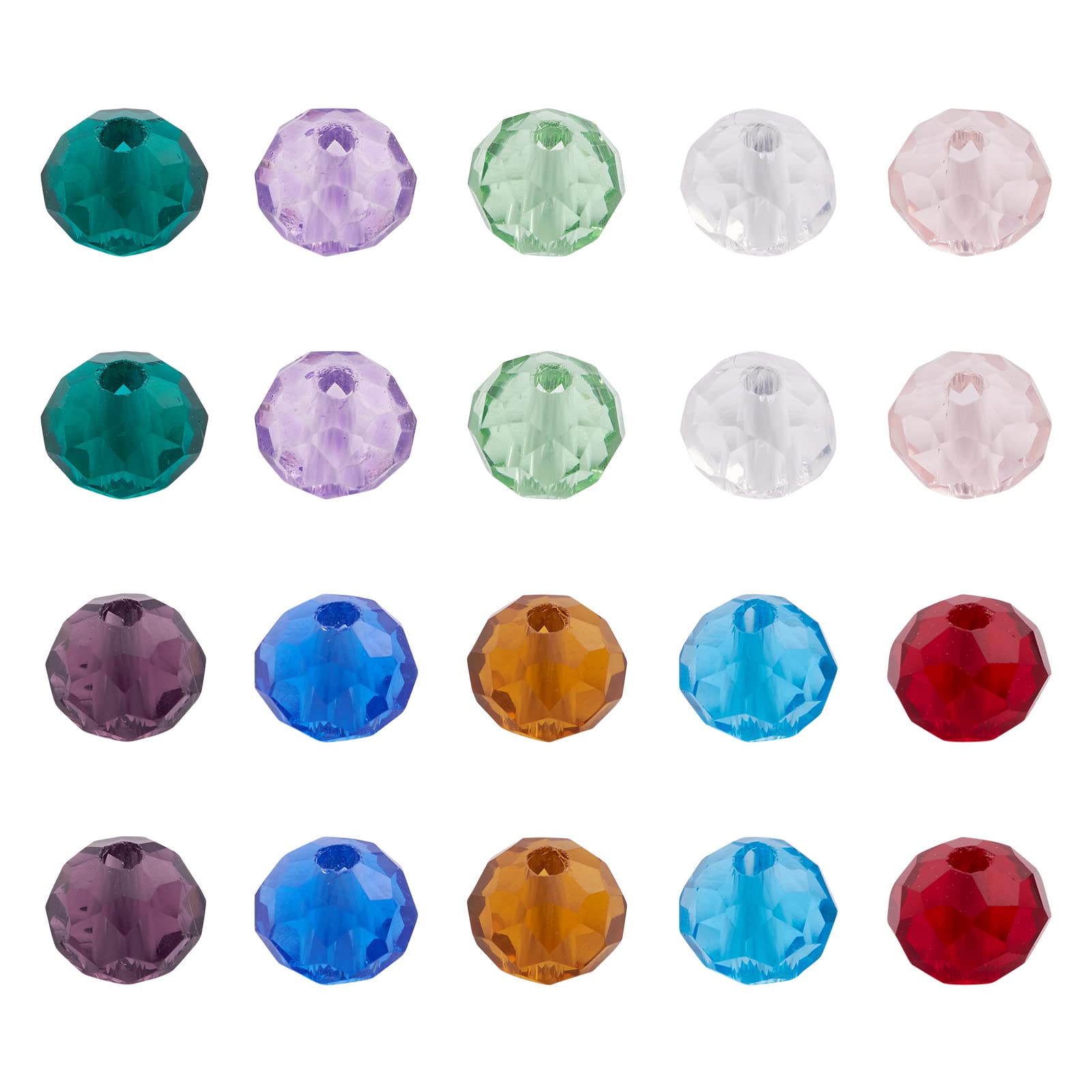 PandaHall 500pcs 6mm Faceted Crystal Glass Beads 10 Colors Rondelle Briolette Spacer Beads for DIY Jewelry Making